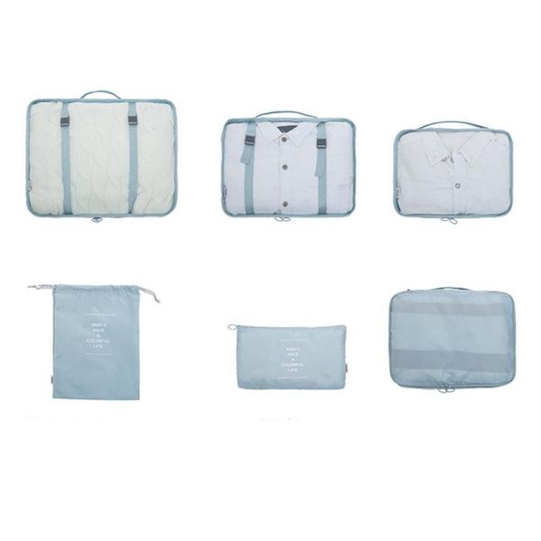 

storage bags 6pcs/set travel organizers packing cubes set luggage lace buckle clothes shoe