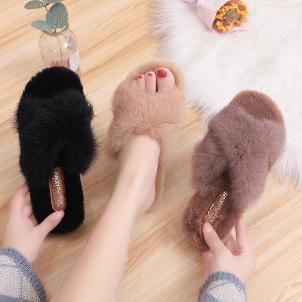 

slippers maggie's walker fluffy soft thick bottom house indoors zapatos de mujer female slides black pink plus size