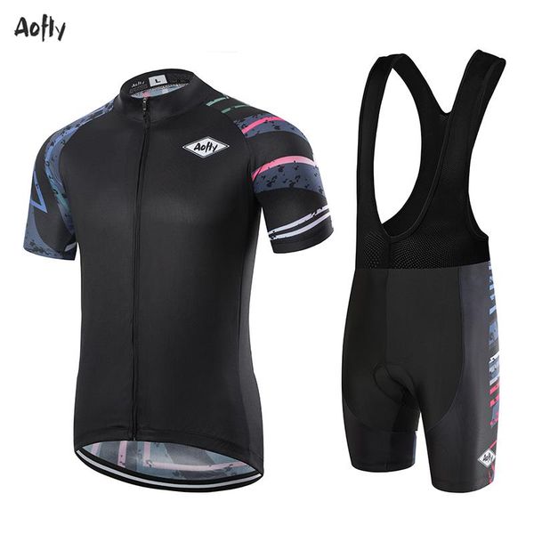 

racing sets aofly 2021 men's cycling clothing jersey set long-distance running triathlon mtb short quick-drying fabric black maillot, Black;blue