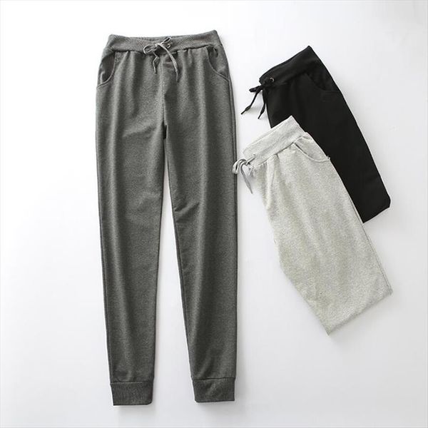 

spring autumn korean wome womens capris casual sweatpants high waist plus size loose cotton pencil female trousers, Black;white