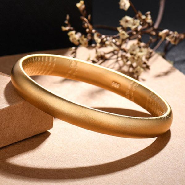 

bangle yj women's bracelet solid simple 24k gold plated frosted, Black