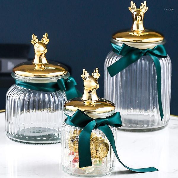 

storage bottles & jars glass sealed tank food container kitchen round transparent barattoli cucina nordic style lh50sn