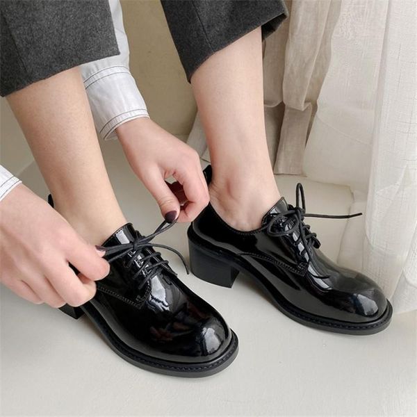 

dress shoes pxelena vintage rome women creepers punk gothic oxfords chunky block high heels pumps ladies office daily plus size, Black