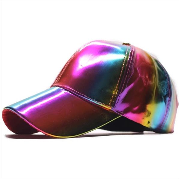 

rainbow color changing adjustable baseball cap for women men patent leather hip hop trucker hat bone gorra hombre casquette, Blue;gray