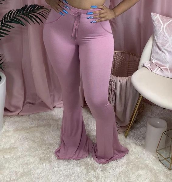 

casual women flare pants high waist solid elastic skinny wide leg capris bell bottom trousers long boot cut sweatpants women's &, Black;white