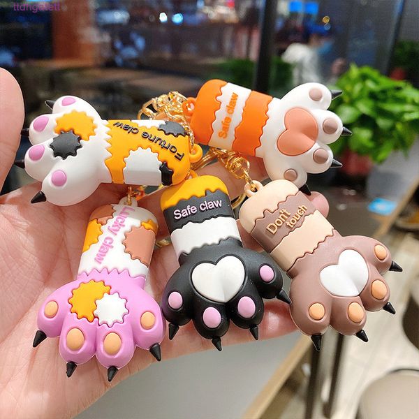 Cartoon Cat Paw Pendant Catena portachiavi Cute Bells Toy Holder Creativo Stereoscopic Claw Lanyard Borsa da donna Accessori