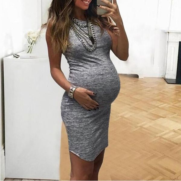 

maternity dresses summer sleeveless dress pregnancy mom clothes flattering side ruffles scoop neck pregnant women hk3p, White