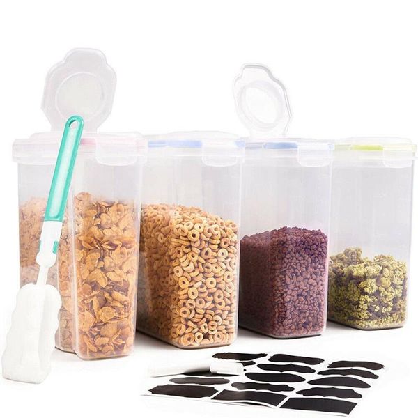 

storage bottles & jars 1pc 4l kitchen cereal containers dispenser dry food multigrain airtight bottle transparent plastic tank