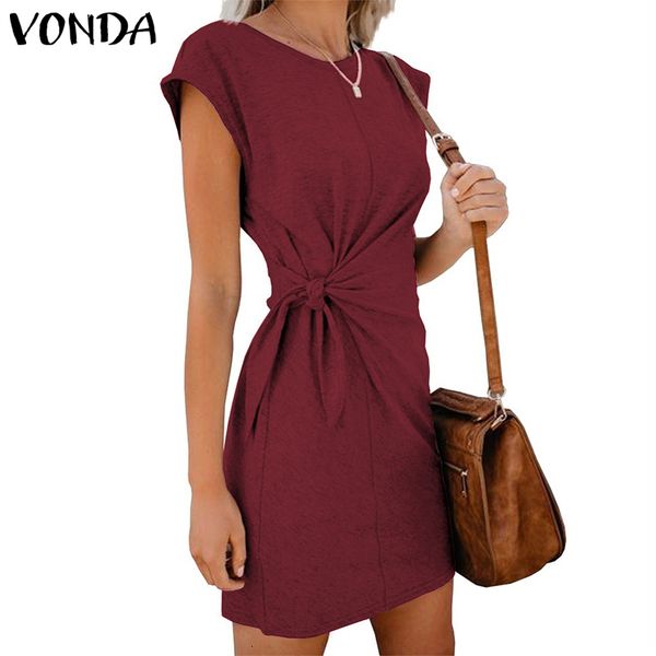 

women's blouses & shirts 2021 summer sundress with belt robe femme vonda women dress casual loose shorts sleeve mini beach vestido, White