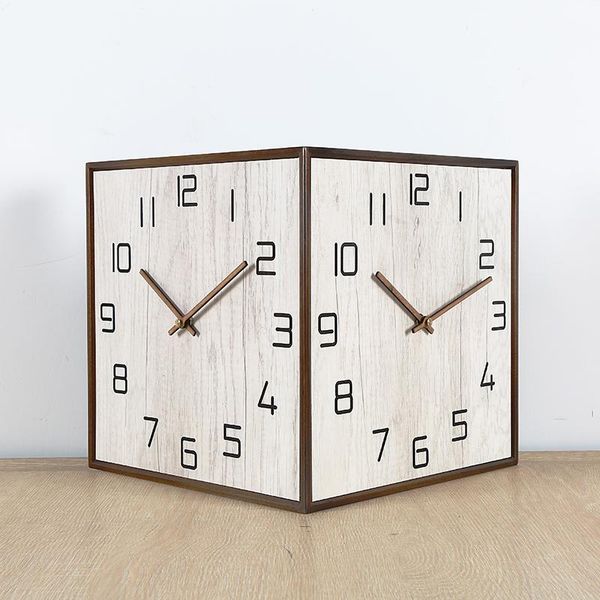 

double sided minimalist square wall clock wood nordic silent creative modern design reloj de pared home decor eh50wc clocks