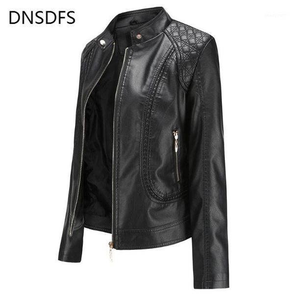 

autumn women pu jacket korean simple black coat lapel motorcycle coats faux leather slim biker crop jackets vrouwen jas women's &