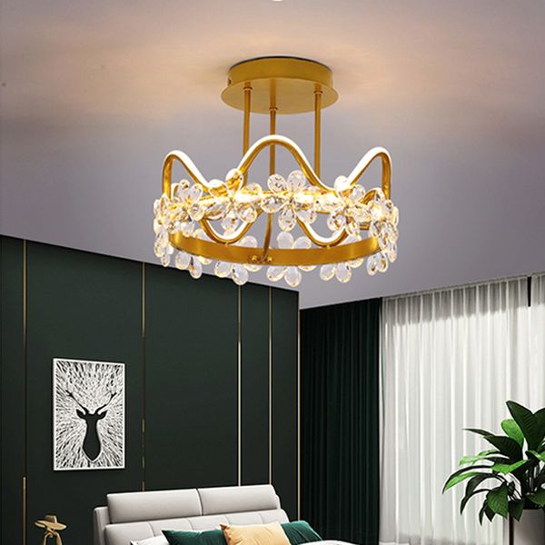

luxury crown living room pendant light fiixtures for home warm bedroom pendant lamps nordic romantic crystal lighting simple modern restaura