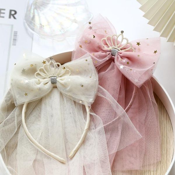

hair accessories fashion wedding little girl gair flower crown headband bows headdress children's wreath sweet princess kids, Slivery;white