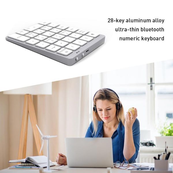 

bluetooth numeric keypad aluminum alloy wireless 28 keys utral slim accounting number keyboard for lapdeskkeyboards