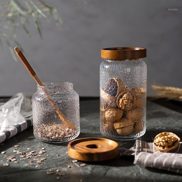

storage bottles & jars glass food jar bottle spices sugar tea coffee container box grains nuts tank can organizer wood sealed cover