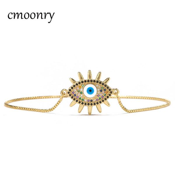 

charm bracelets cmoonry gold color lucky evil eye for women girl birthday gift 2021 fashion colourful cz jewelry dropship, Golden;silver
