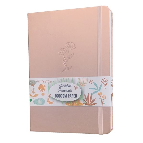 Gepunktetes Notizbuch mit roségoldenem Einband, Punktraster-Tagebuch INS BUJO, 160 g/m² dickes Bambuspapier mit nummerierter Seite * BUKE 210611