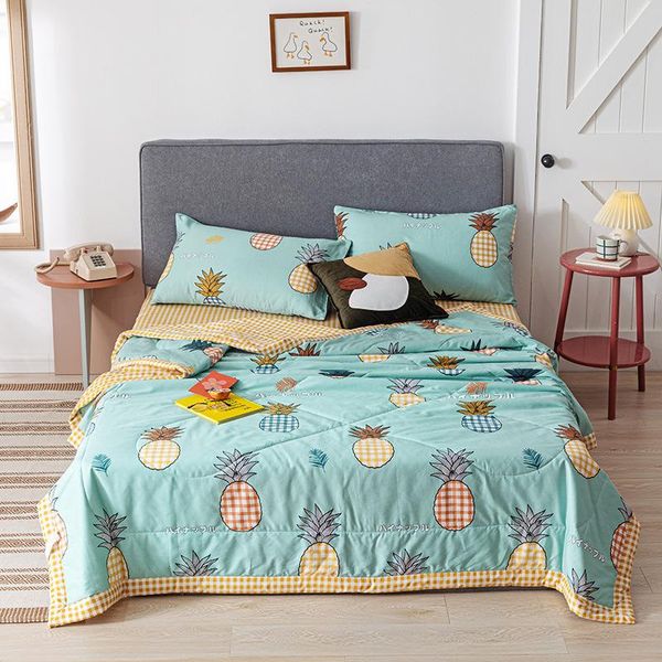 

comforters & sets summer fruits quilt cool thin cotton double air conditioner pink strawberry throw blanket travel cover for girls