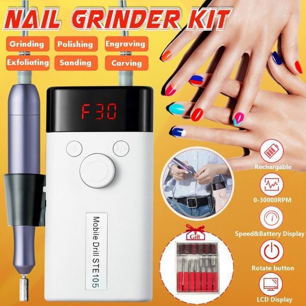 

2000mhx3 12.6v portable electric nail drill machine handle art gel polish pedicure file manicure set1