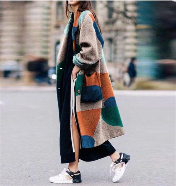 

children clothes patchwork print pregnant woman sleeve jacket women autumn winter warm thick long sweater coat female fashion overcoat