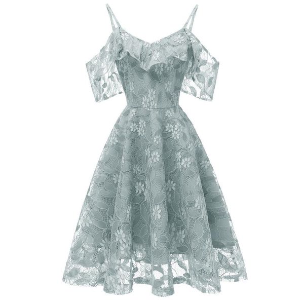 

women vintage princess floral lace cocktail neckline party aline swing dress bodycon bandage short pleated d3 casual dresses, Black;gray
