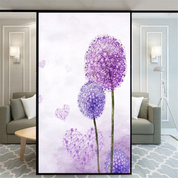 

window stickers privacy film static cling no glue decorative purple dandelion treatments coverings glass sticker for home