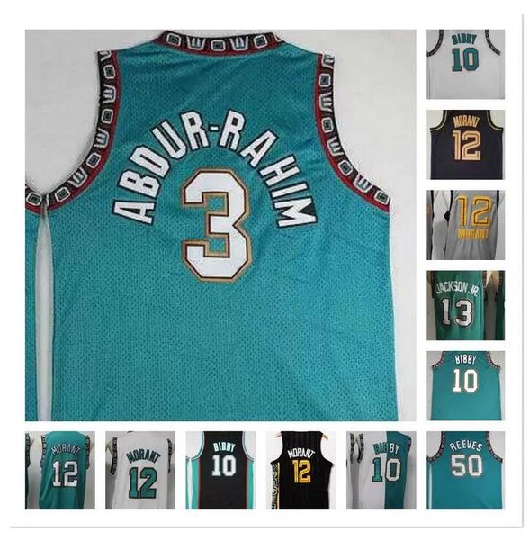 

split ja 12 morant jersey jaren 13 jackson jr. retro vintage classic mike 10 bibby shareef 3 abdur rahim 50 reeves basketball jerseys, Black;red