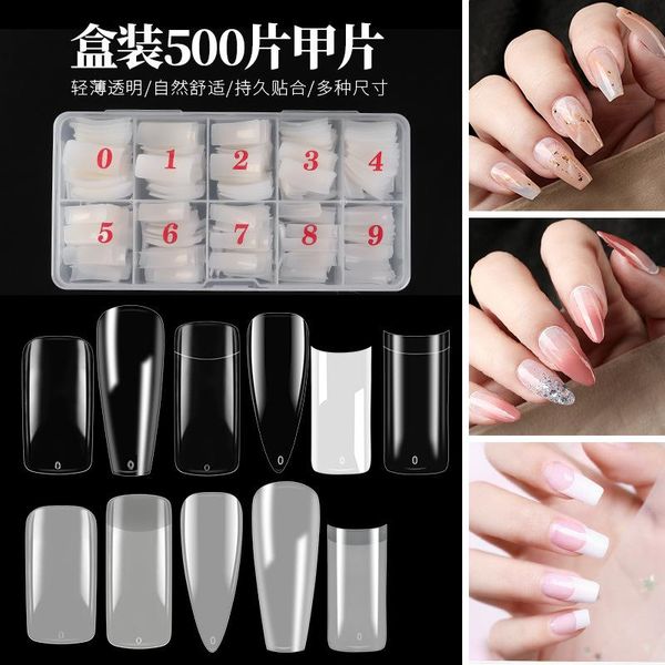 

false nails 400--500 pc of ballerina stiletto coffin rounded square nail tips manicure fake long short, Red;gold