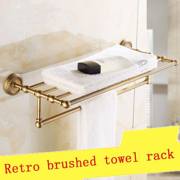 

towel racks 30~50cm brass el bathroom bath holder, square antique shelf rack, retro double storage rack bar