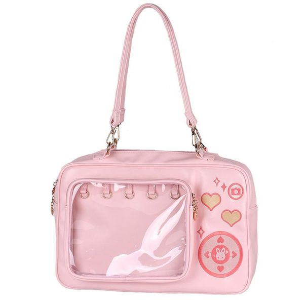 

evening bags pink 3ways lolita kawaii camera love heart transparent jk shoulder handbag bag women student school cute japan