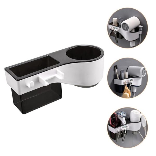 

hooks & rails wall-mounted storage rack bathroom multipurpose stand (white, black)