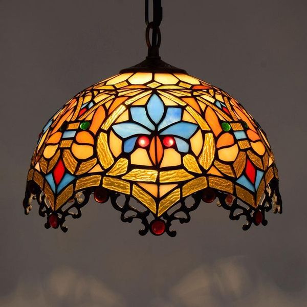 

pendant lamps european tiffany stained glass retro restaurant art chandelier american love dragon tail 30cm lighting