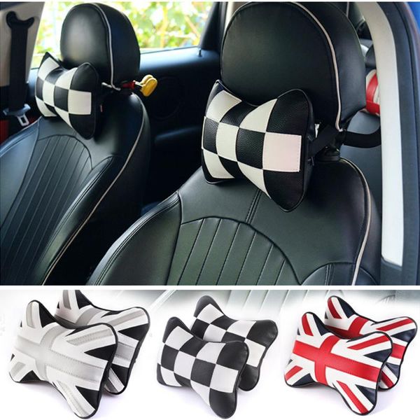 

seat cushions 1pcs car union jack joint pu pp cotton headrest neck pillow auto back for mini cooper one s jcw countryman accessories