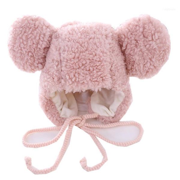 

winter baby girls hat mouse ear boys thick plush children's cap toddler kids hats cartoon cute bonnet caps &1, Yellow