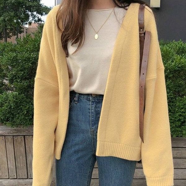 

women's sweaters cardigan's solid open spot with cleavage in elegant korean vintage v streetwear leisure outwear spring sweater lo, White;black