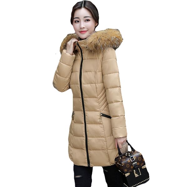 

leather winter khaki magro wadded clothes full sleeve female zippers distinguished with cottonhood packed coat outerwear plus size xh715 a0y, Black