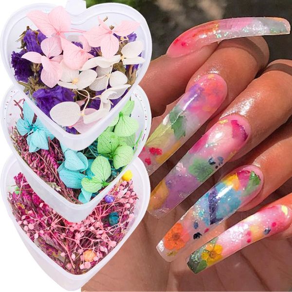 

nail art decorations 1pcs mixed dry flowers colorful adhesive dried floral stickers 3d diy jewelry uv gel polish manicure, Silver;gold
