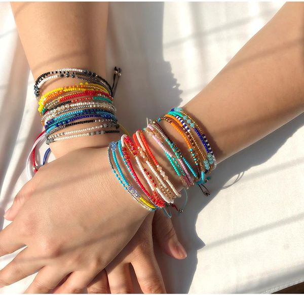 

charm bracelets handmade bohemian bead friendship bracelet ethnic colorful seed for women beach party gift, Golden;silver