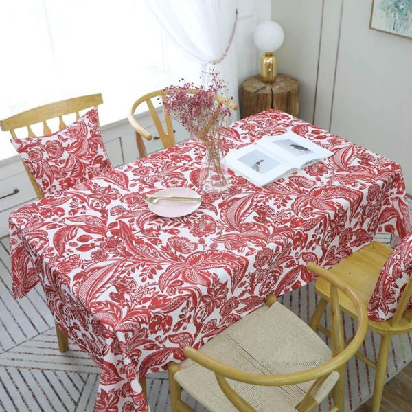 

table cloth european style tablecloth waterproof perris printing coffee rectangular living room dining red