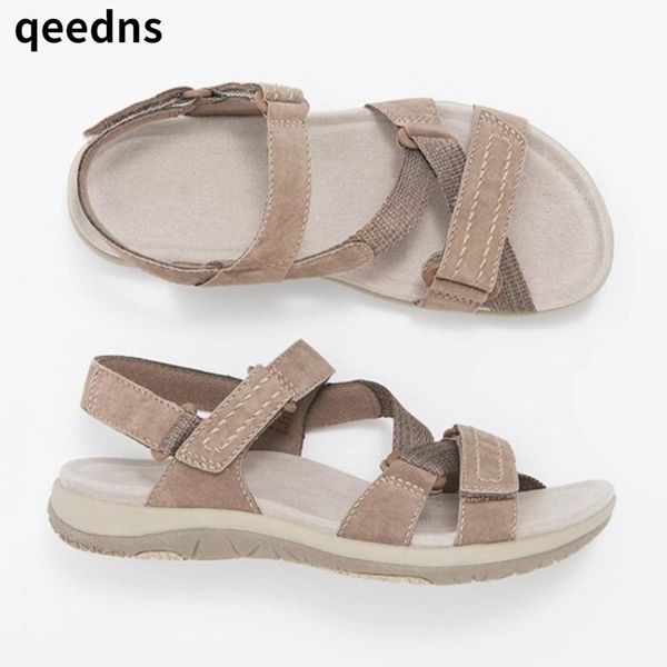 

sandals size women's in summer 2021. with round heads and flat heels for hook loop casual women., Black