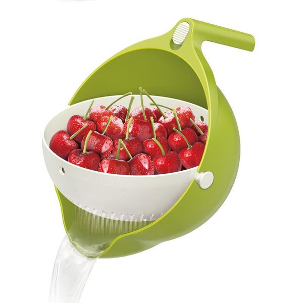 

hanging baskets multifunctional rolling double drain basket with bowl kitchen vegetables fruit washing strainer organizer colander