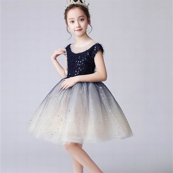 

sequins sweater girls dresses glitter gauze flower girl dress for party wedding baby clothes 3-12y e92459 210610, Red;yellow