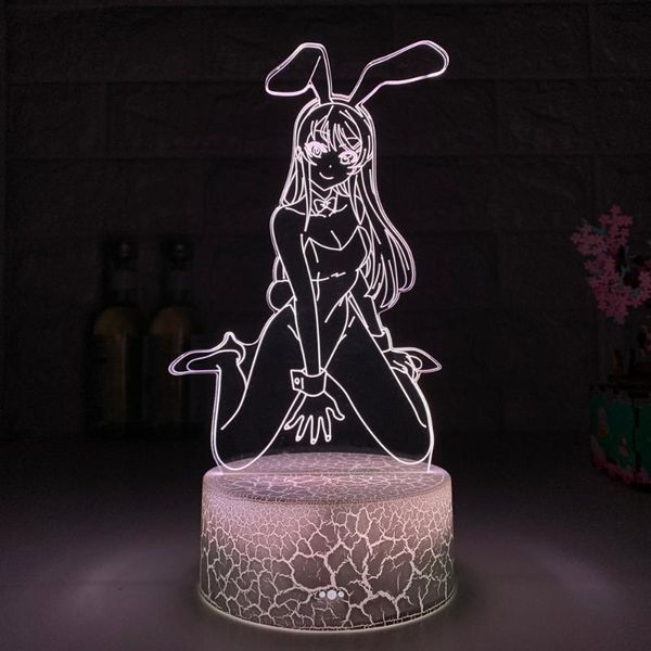 

night lights led light anime waifu mai sakurajima bedroom decor manga 3d rgb gift for friends girl room novelty lamp