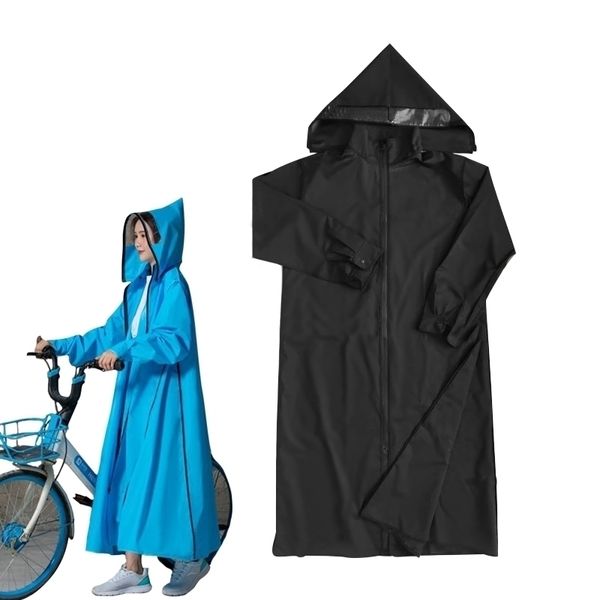 Tragbare EVA Lange Stil Frauen/Männer Reißverschluss Mit Kapuze Poncho Radfahren Fahrrad Regenmantel Wasserdichte Regenbekleidung Regen Cape 210320