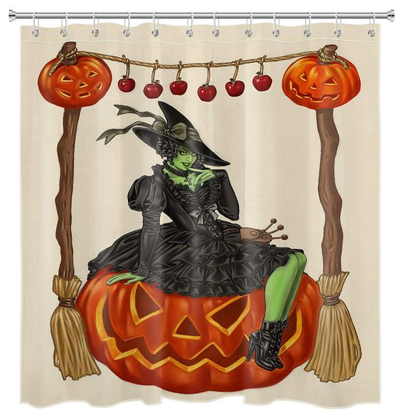 

halloween witch hower curtain for bathroo broo pu pkin kid hower curtain with hook 72x78 inch waterproof polyeter fabric