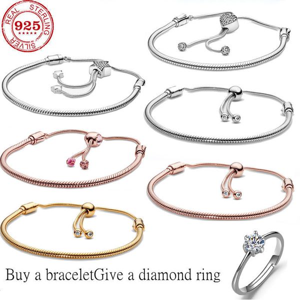 

fit original 100% 925 pure silver crystal love flat charm bracelet, designed for women to create fashion classic luxury jewelry, Golden;silver