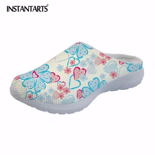 

slippers instantarts fashion floral pattern women casual slip-on mesh beach sandals for girls ladies summer lightweight slides, Black