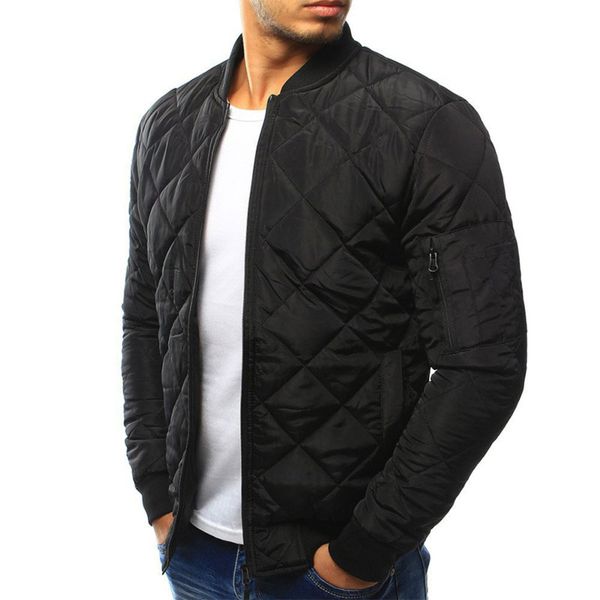 

2020 new men windbreaker winter padded puffer et outwear zip up warm coat bomber casual fashion cotton cloth, Black;brown