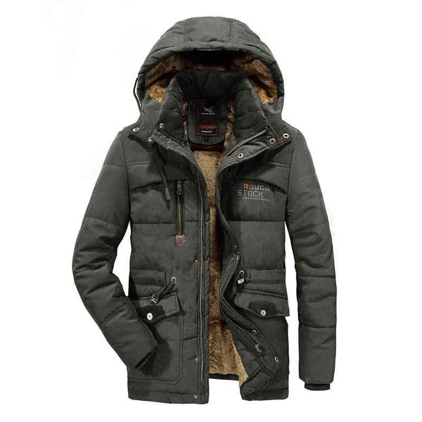 

men winter et thicken warm parka windbreaker coat military outwear new male hooded overcoat big size 7xl 8xl, Black