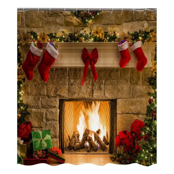 

shower curtains christmas trees curtain holiday for xmas waterproof style snowflake snowman bell with 12 hooks